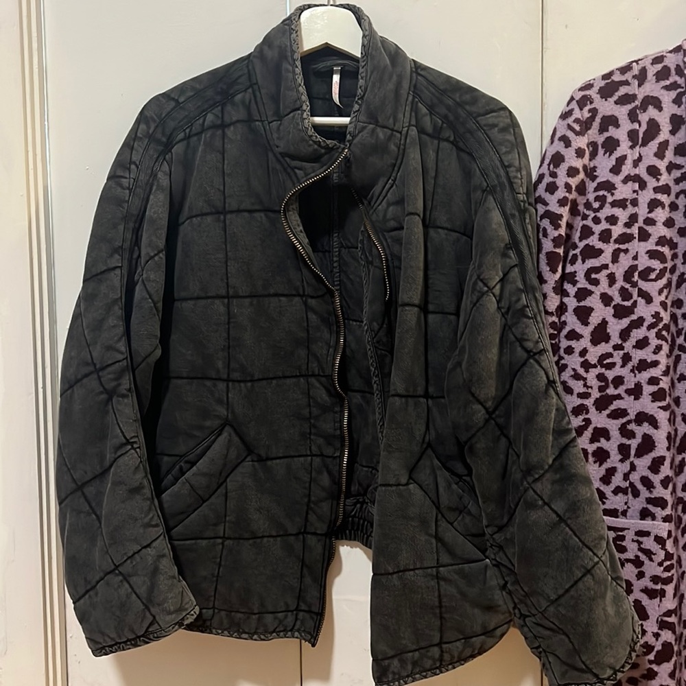 Free People Dolman Quilted Jacket - blue, small
